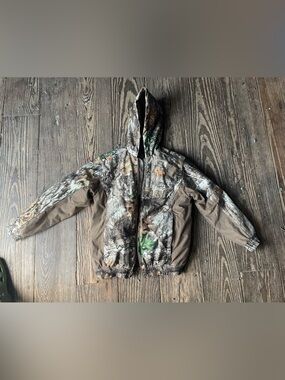 Kids Camo Hooded Jacket - Brown/Green